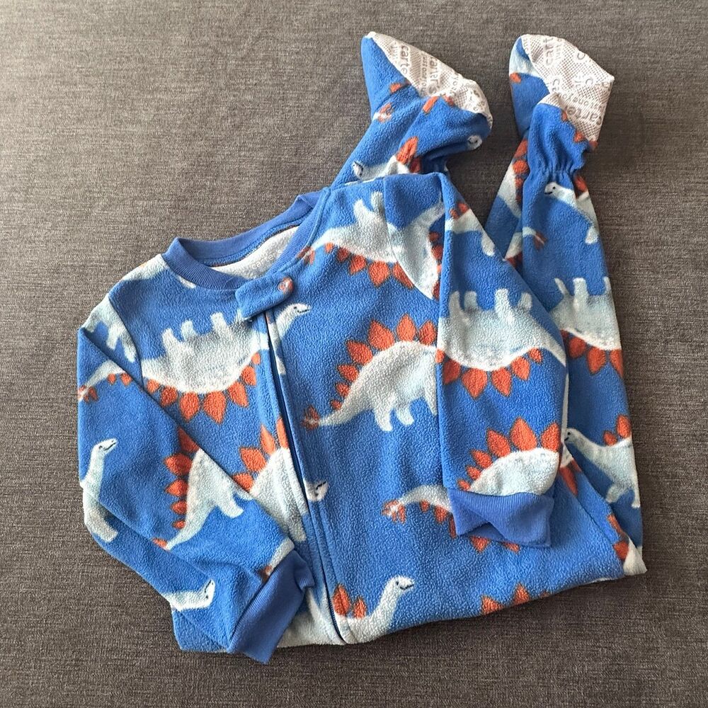 Carters fleece footed one piece pajama sleeper size 2T dinosaurs